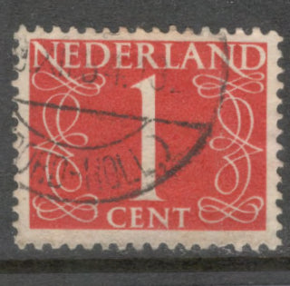 Dutch Netherlands 1946 -1969 1 Cent Red New Daily Numeral Stamp - Perfin: 12.5x13.5