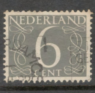 Dutch Netherlands 1954 6 Cent Grey New Daily Numeral Stamp - Perfin: 12.5x13.0