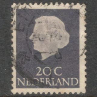 Dutch Netherlands 1953 20 Cent Greyish Violet Queen Juliana Stamp - Perfin: 13.5x12.5