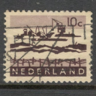 Dutch Netherlands 1963 10 Cent Violet / Brownish Violet Daily Stamp - Perfin: 12.5x13.5