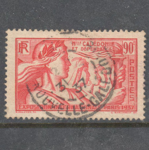 French New Caledonia 1937 90 Centimes Red World Exhibition Paris Stamp - Perf: 13