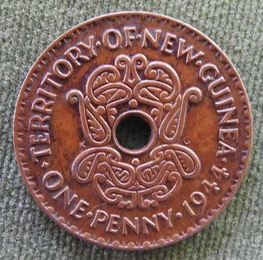 New Guinea 1944 1d 1Penny Crowned Monogram Coin