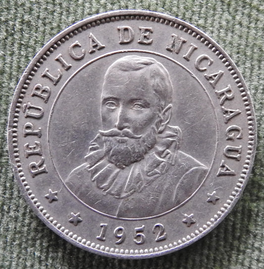 Nicaragua 1952 50 Centavos Coin Francisco Hernandez de Cordoba