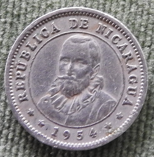 Nicaragua 1954 5 Centavos Coin Francisco Hernandez de Cordoba
