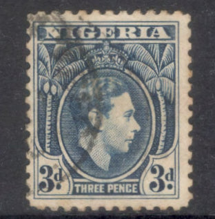 Nigeria 1938 -1951 3d 3 Pence Blue King George VI Stamp