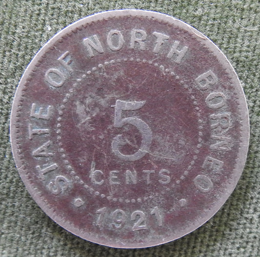 North Borneo 1921 5 Cent Coat of Arms Coin