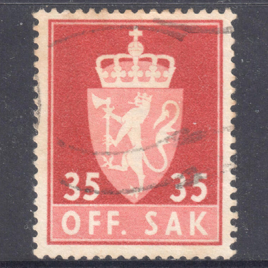 Norway 1955 - 1974 35 Ore Reddish Brown National Arms Stamp - Perf:13.25