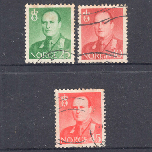 Norway 1958 - 1959 King Olav V Stamp Group of 3 - Perf:13