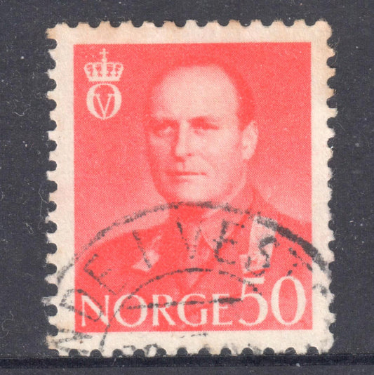 Norway 1962 50 Ore Red King Olav V Stamp - Perf:13