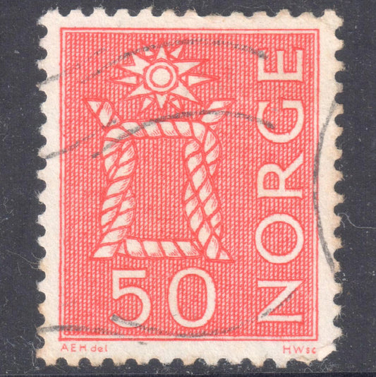 Norway 1962 - 1963 50 Ore Red Reef Knot Stamp - Perf:13