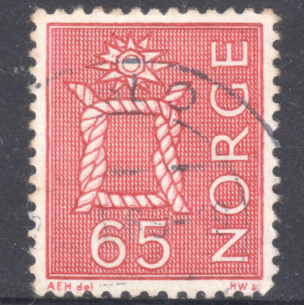 Norway 1968 65 Ore Redish Brown Reef Knot Stamp - Perf:13