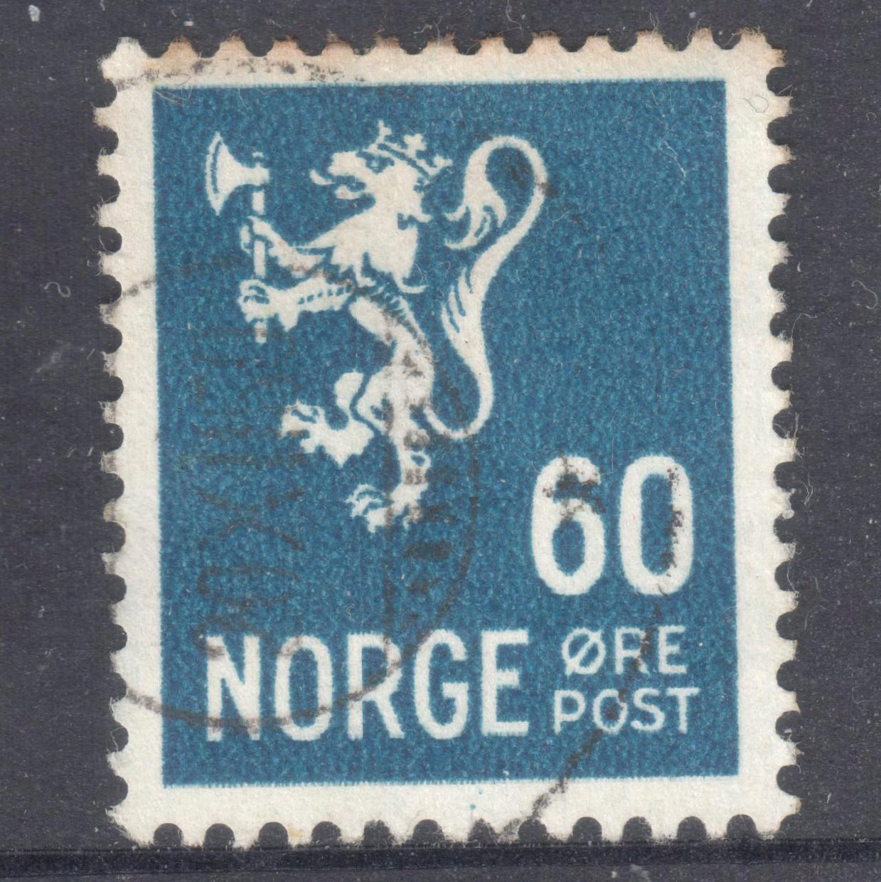 Norway 1941 60 Ore Dark Blue National Arms Stamp - Perf:13x12.75