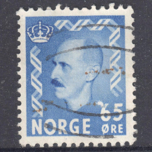 Norway 1955 - 1956 65 Ore Ultramarine King Haakon VII Stamp - Perf:13