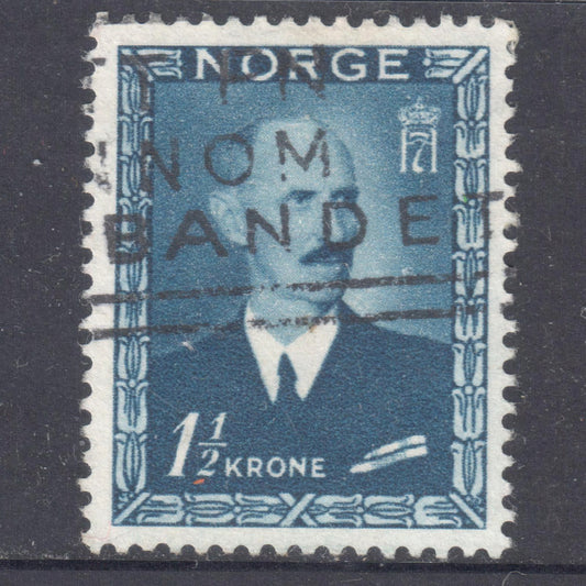 Norway 1946 1 1/2 Krone Dark Blue King Haakon VII Stamp - Perf:13