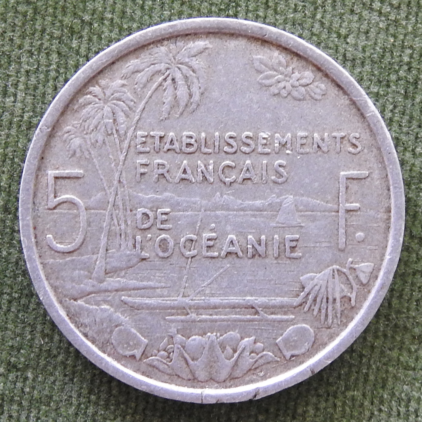 French Oceania 1952 5 Franc Coin