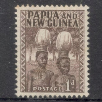 New Guinea PNG 1952-1960 1d 1 Penny Local Motives Brown Stamp