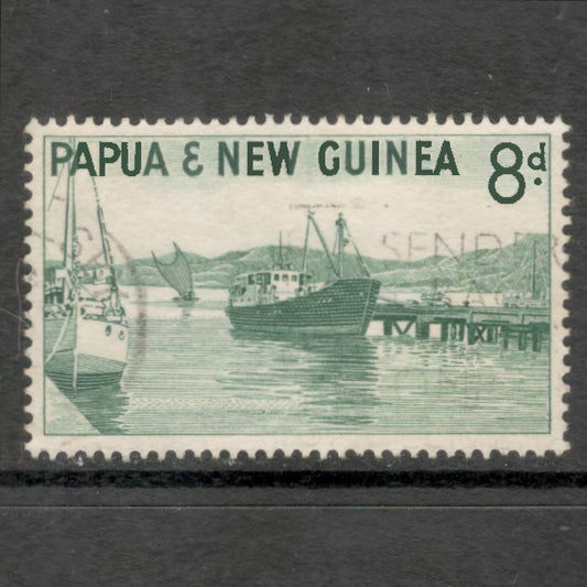 New Guinea PNG 1961 8d Green Boats In Harbor Local Motives Stamp