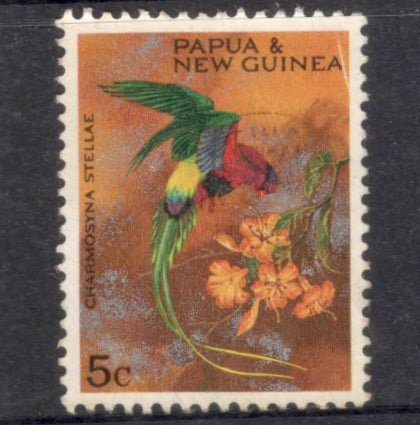 New Guinea PNG 1967 5 Cent Christmas Territory Parrots Multicoloured Stamp