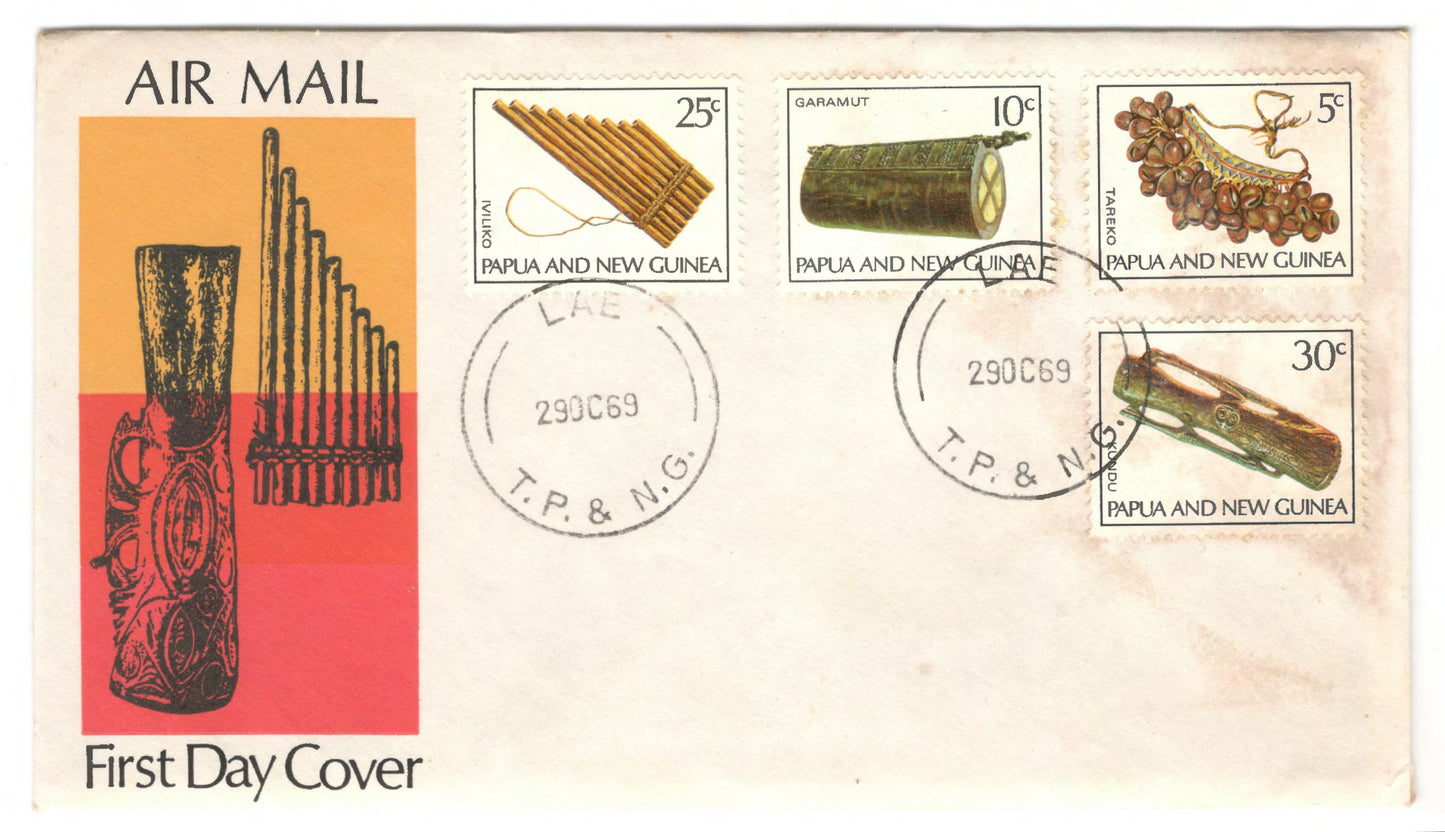 New Guinea PNG 1969 Musical Instruments First Day Cover FDC