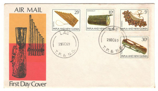 New Guinea PNG 1969 Musical Instruments First Day Cover FDC