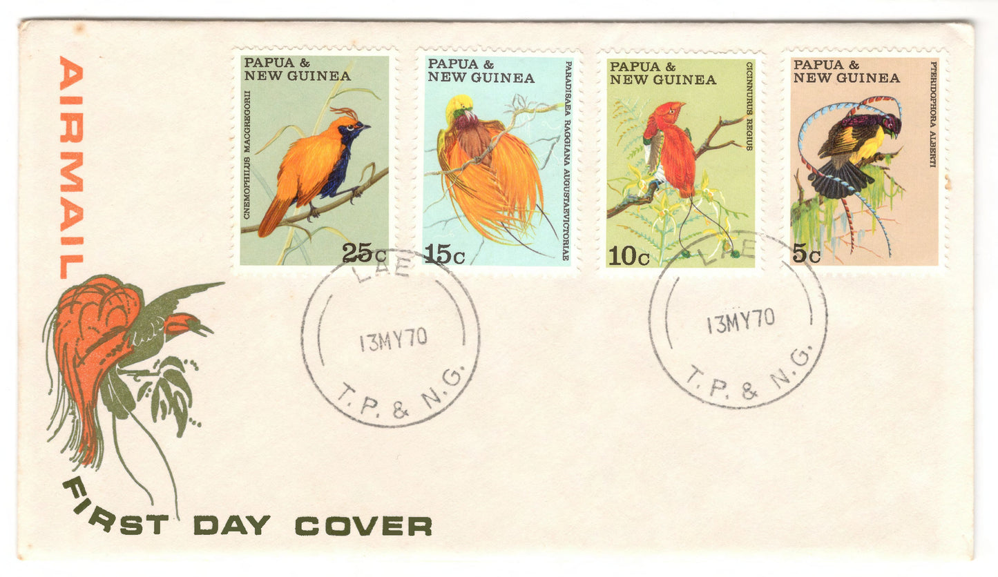 New Guinea PNG 1970 Fauna Conservation Birds of Paradise First Day Cover FDC