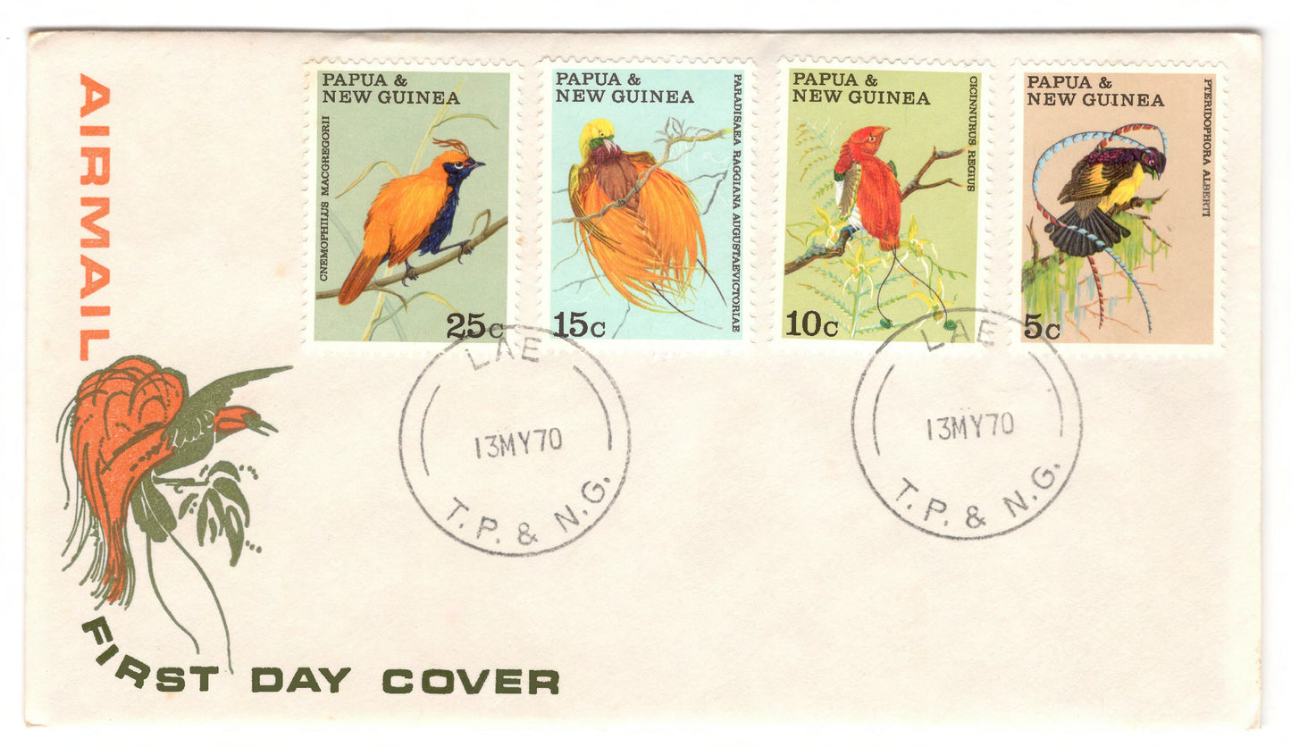 New Guinea PNG 1970 Fauna Conservation Birds of Paradise First Day Cover FDC