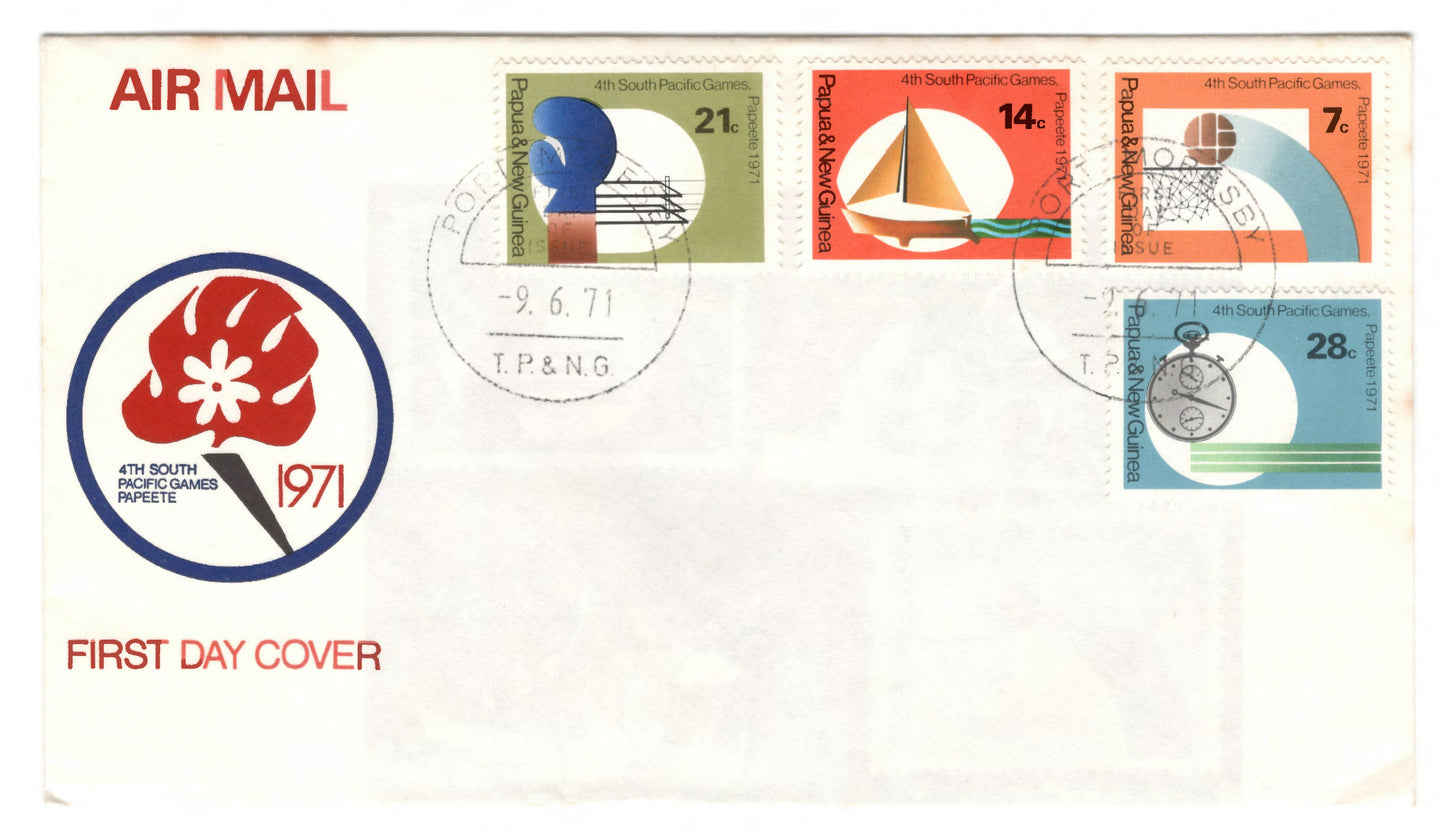 New Guinea PNG 1971 4th Anniversary of the South Pacific Games Papeete First Day Cover FDC
