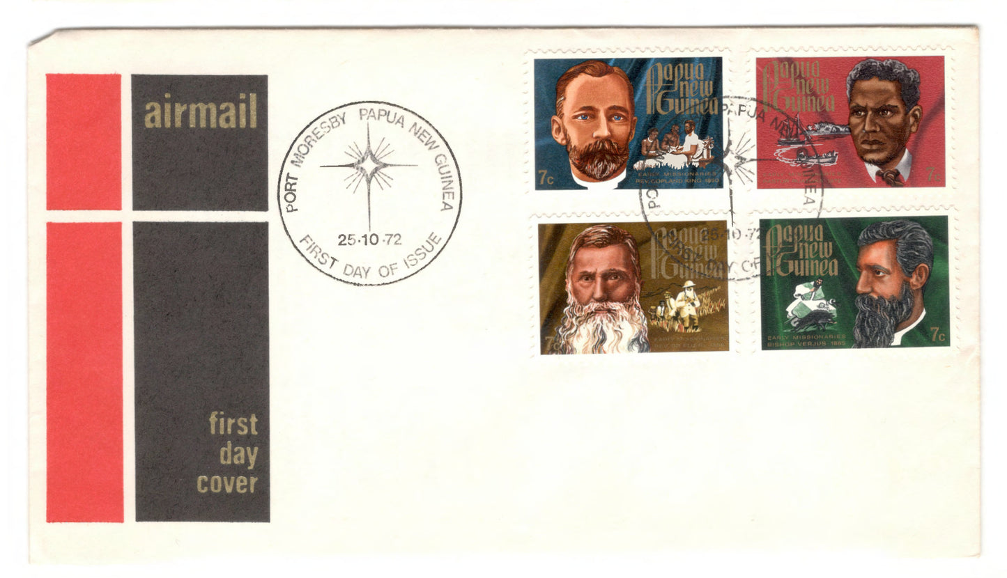 New Guinea PNG 1972 Christmas Missionaries First Day Cover FDC