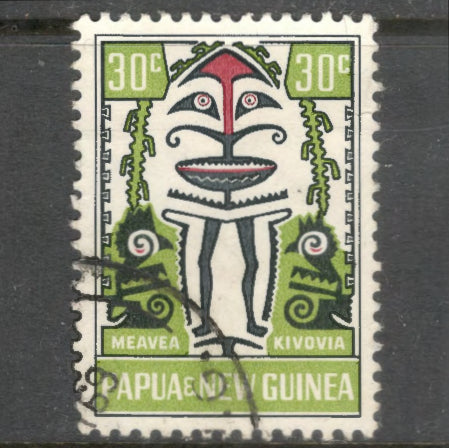 New Guinea PNG 1966 30 Cent Multicoloured Folklore Elema Art Stamp - Perfin: 11.75
