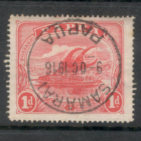 Papua 1911 -1915 1d Rose Laketoi Monocoloured Stamp - Perf: 12.5
