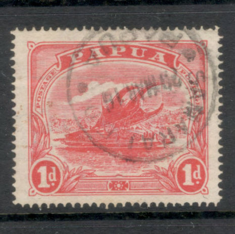 Papua 1911 -1915 1d Rose Laketoi Monocoloured Stamp - Perf: 12.5
