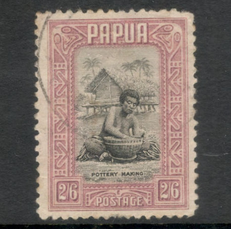 Papua 1932 2/6d Purple / Black Pottery Making Local Motif Stamp - Perf: 11