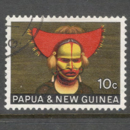 New Guinea PNG 1968 10 Cent Multicoloured National Heritage Stamp - Perfin: 12.5