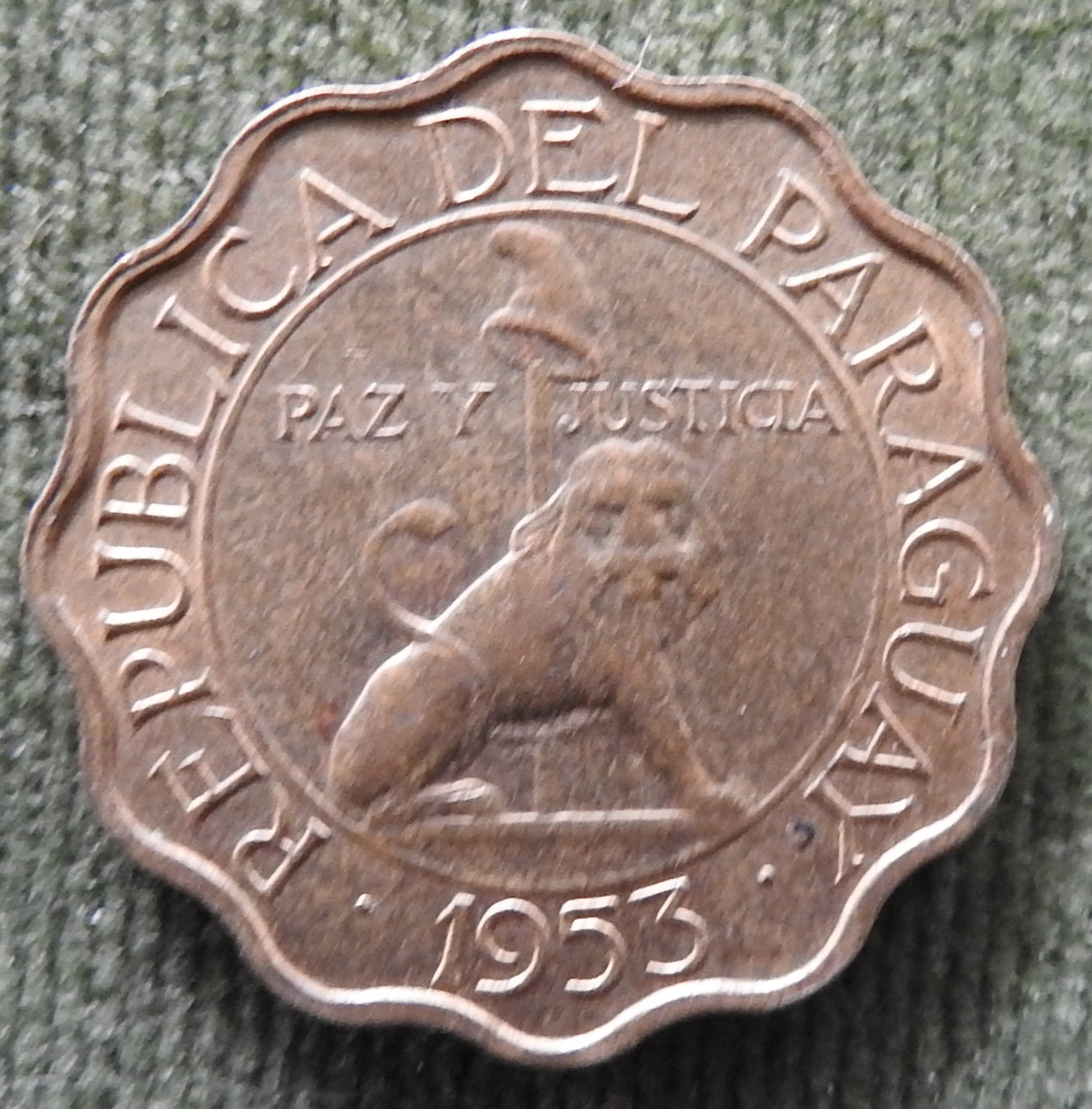 Paraguay 1953 25 Centimos Coin National Coats Of Arms