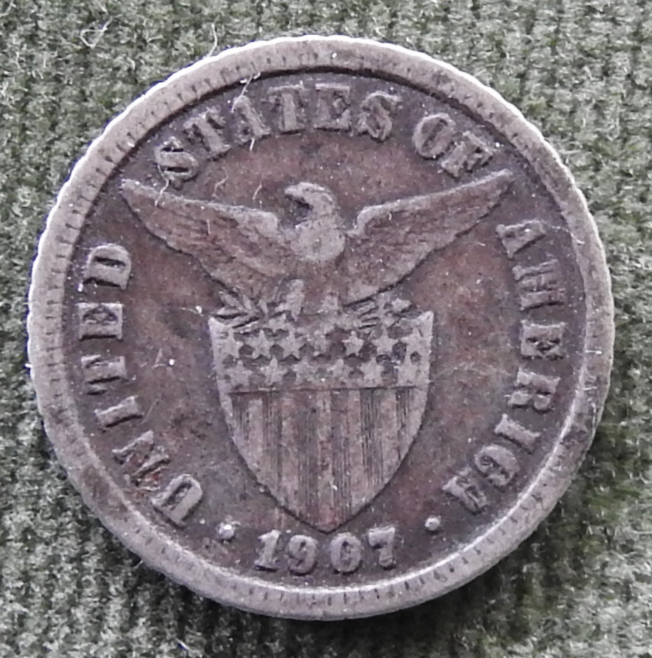 Philippines 1907 10 Centavos Coin - Circulated