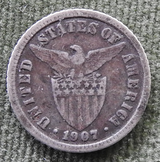 Philippines 1907 10 Centavos Coin - Circulated