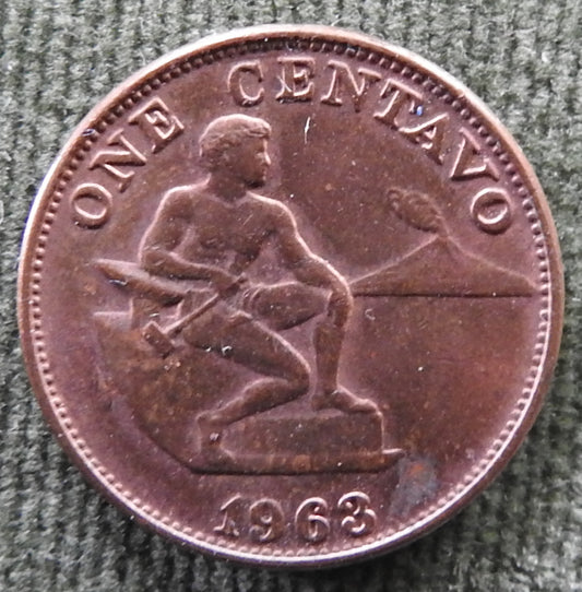 Philippines 1963 1 Centavo Mayon Volcano Coin