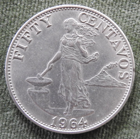 Philippines 1964 50 Centavos Lady Liberty Coin