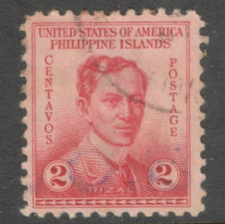 Philippines 1935 2 Centavo Multicoloured Jose Rizel Stamp - Perfin: 11.0