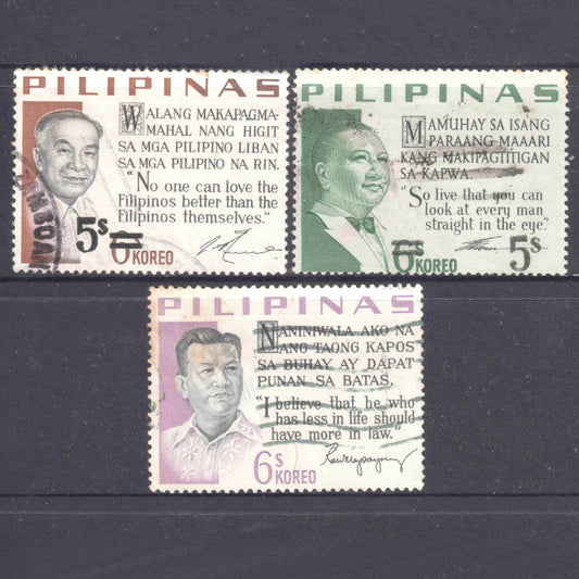 Philippines 1963 6 Sentimo Multicoloured Presidential Sayings Stamp Group - Perfin:14x13.5