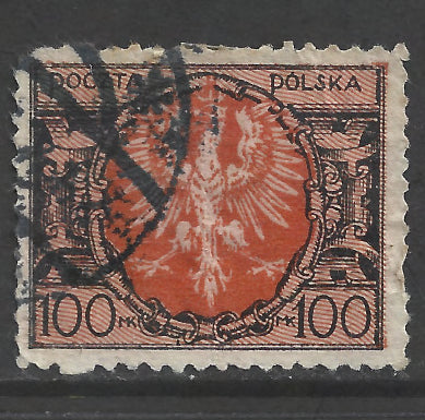 Poland Polska 1921 -1922 Eagle on Large Shield Stamp - Cancelled