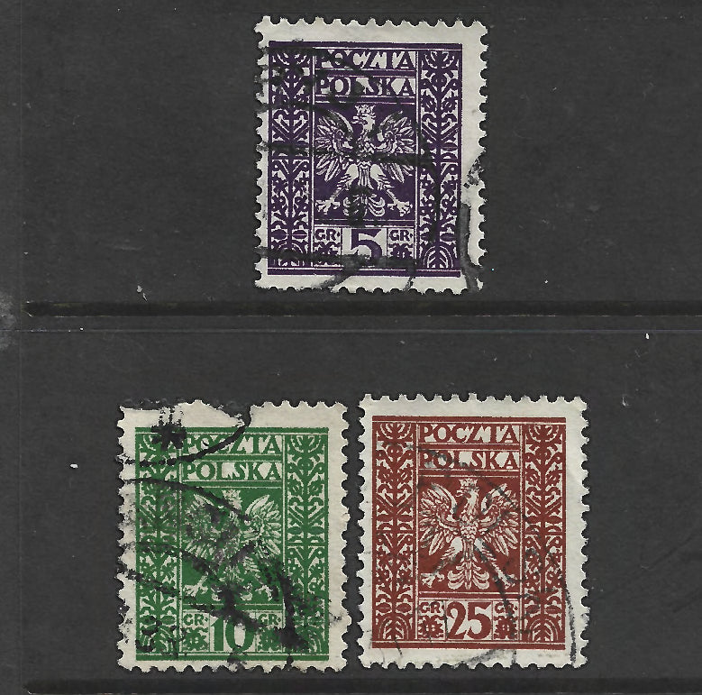 Poland Polska 1928 Polish Coat of Arms Stamp Set - Cancelled
