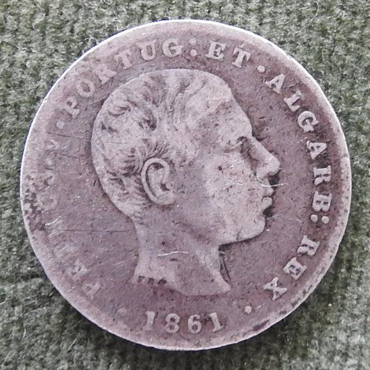 Portugal 1861 100 Reis Silver Coin King Pedro V