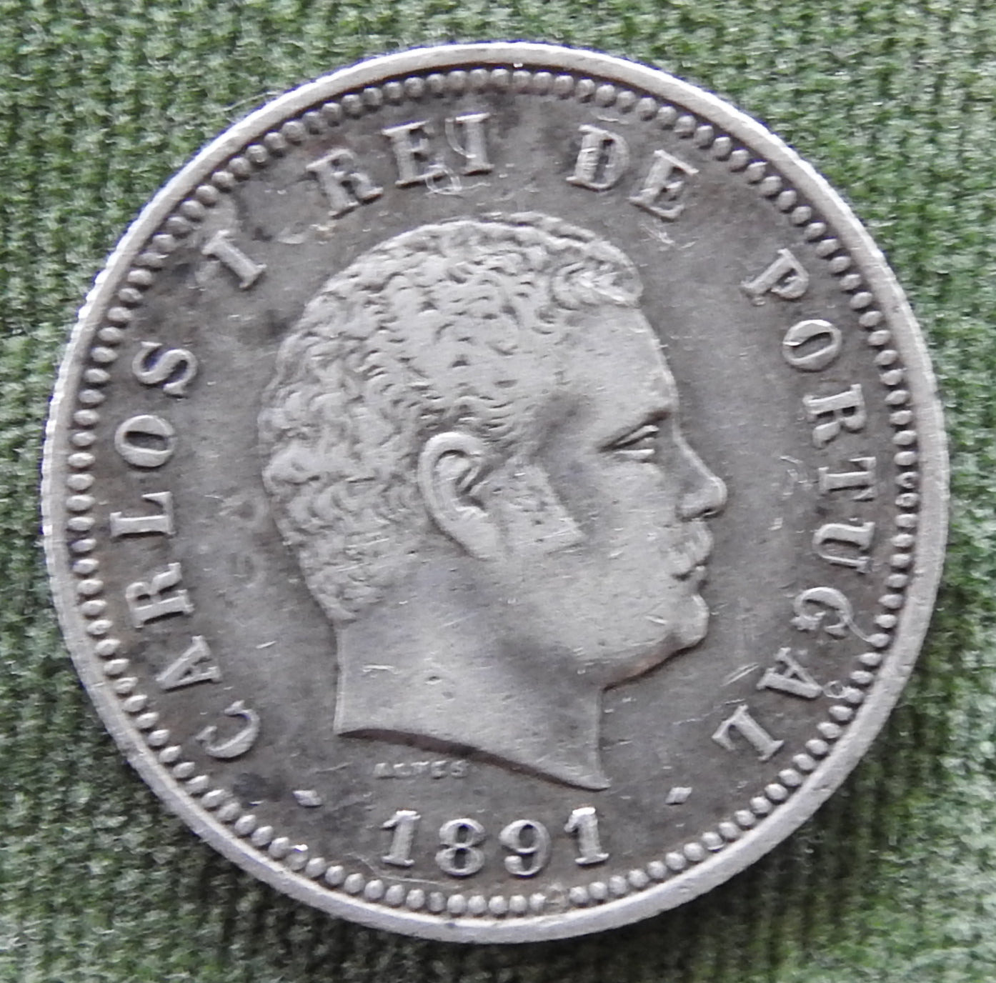 Portugal 1891 200 Reis King Carlos I Silver Coin