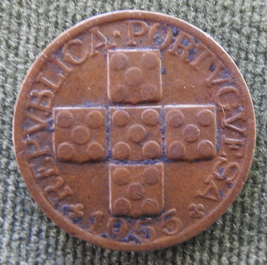 Portugal 1955 20 Centavos Olive Branches Coin