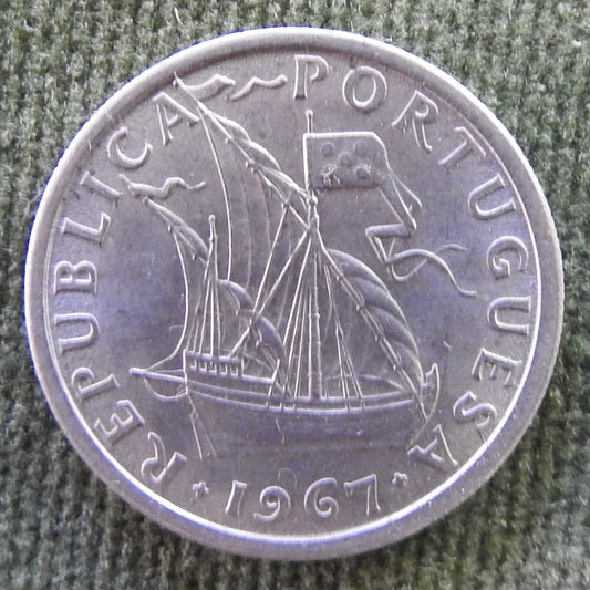 Portugal 1967 2 1/2 Escudos Ship Coin