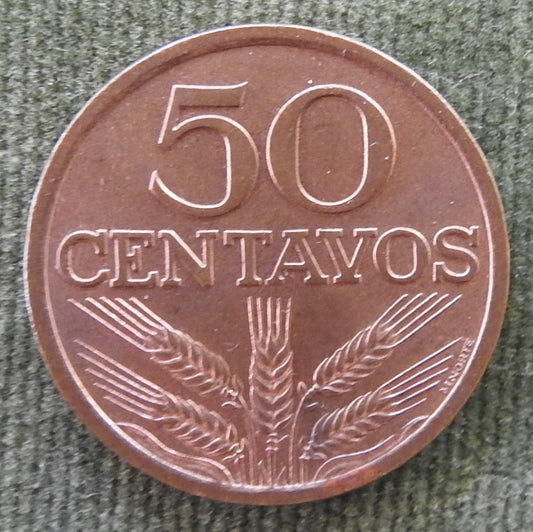 Portugal 1972 50 Centavos Five Ears of Wheat Coin