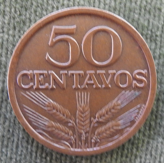 Portugal 1975 50 Centavos Five Ears of Wheat Coin