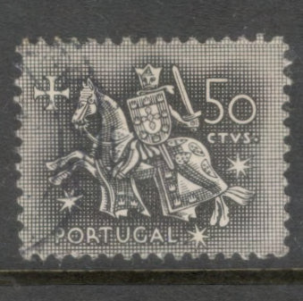 Portugal 1953 50 Centavos Black Knight Chevalier Stamp - Perfin: 12.5