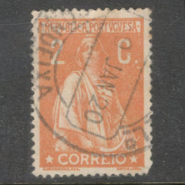 Portugal 1917 - 1921 2 Correio Orange Ceres Stamp - Perfin: 14.5
